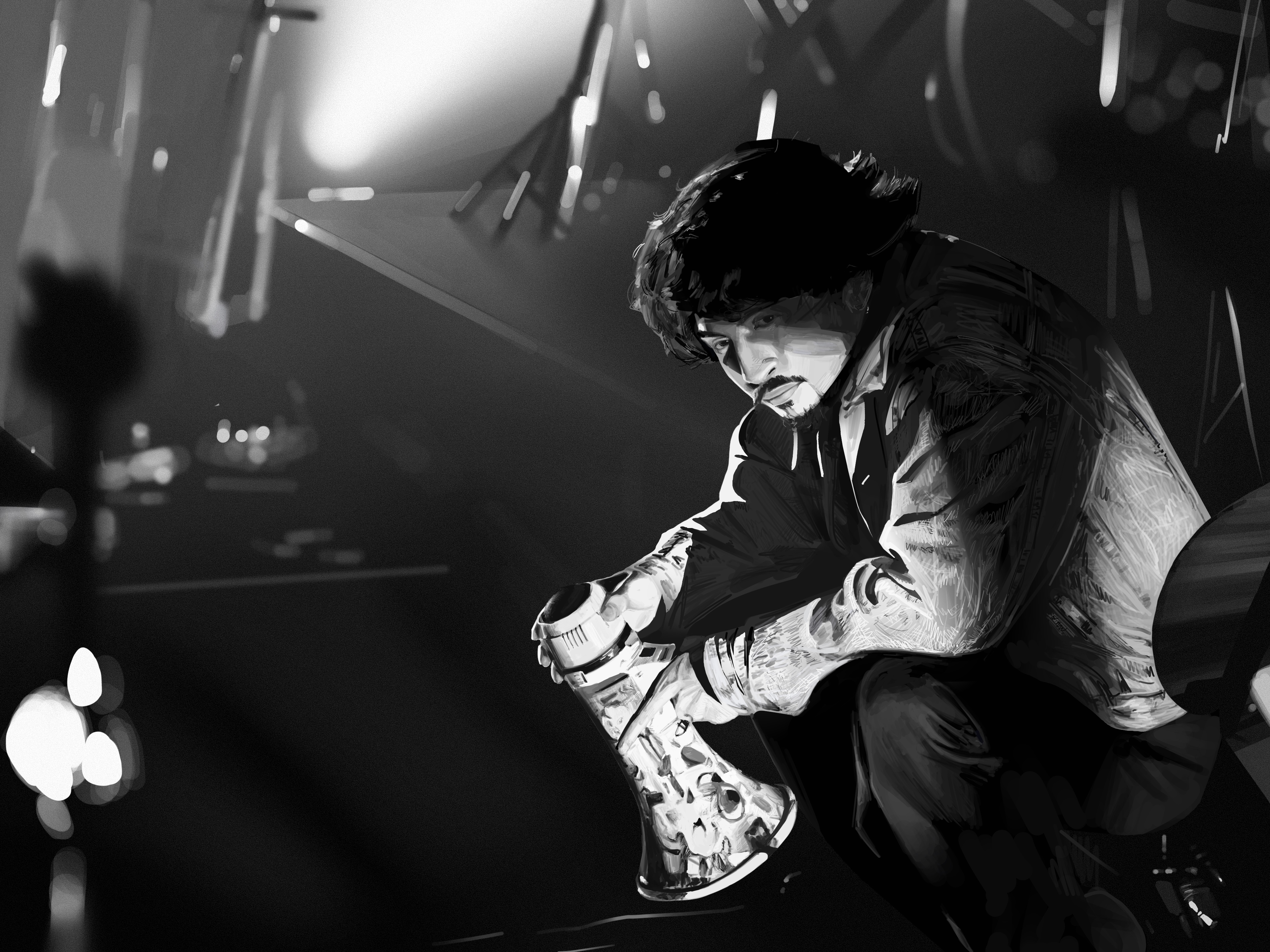 Photograph featuring Daiki holding his own speaker in a concert